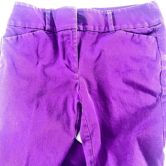 Womens 2P Skinny Ankle Petite Pants Loft Outlet Purple Zip Belt Loops Pockets - Picture 7 of 9